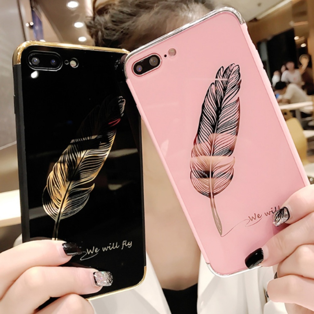 Luxury Quill pen Mirror Pink soft cover case